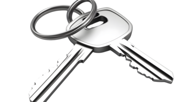 Two Shiny Metallic Keys on a Key Ring Security and Access Concept for Home Office or Vehicle png