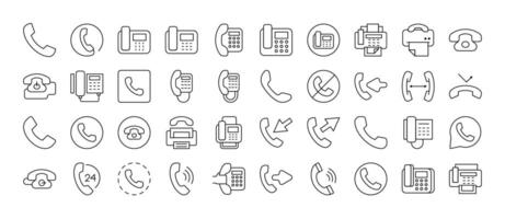 Vintage Phone Line Icon Pack. Outline Signs for Graphic and Web Design, Apps, Adverts, Various Cards vector