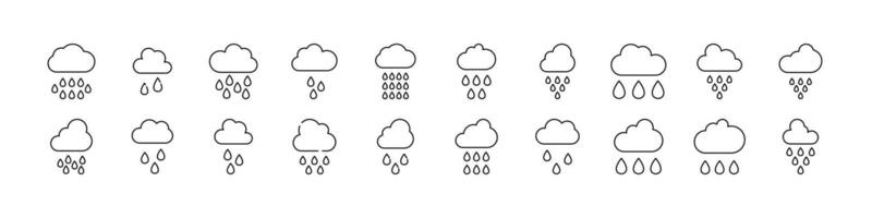 Set of Weather Related Line Icons. Rain Outline Signs for Graphic and Web Design, Apps, Adverts, Various Cards vector