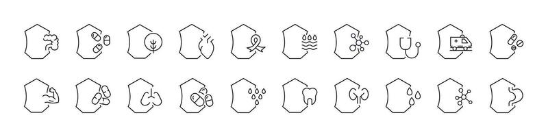 Health, Water, Tree Minimalistic Pictograms Drawn with Thin Line. Collection of Various Design Elements that Can Be Used for Apps, Articles, Web Sites, Social Media vector