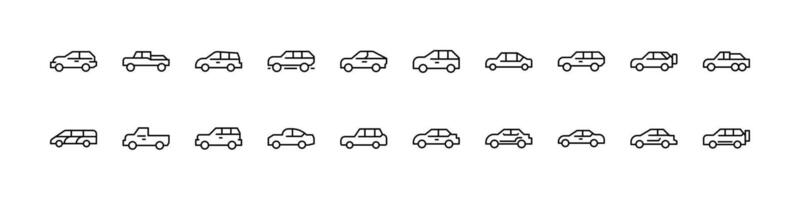 Car Bundle of Thin Icons. Editable Stroke. Perfect for Web Sites, Books, Cards, Apps vector