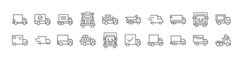 Delivery Truck Bundle of Thin Icons. Editable Stroke. Perfect for Web Sites, Books, Cards, Apps vector