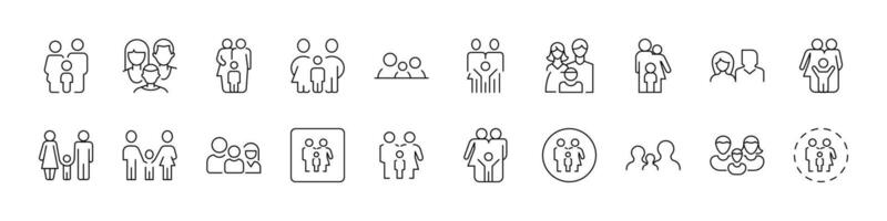 Family Icon Collection. Contains Icons of Parents with Child for Graphics, Concept, Apps vector