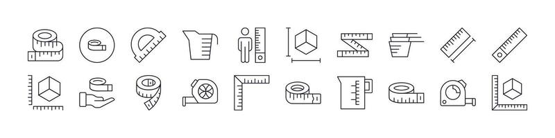 Measure Tape Icon Set for UI, Placards, Books, Apps. Editable Stroke. Perfect for Web Sites, Books, Cards, Apps vector