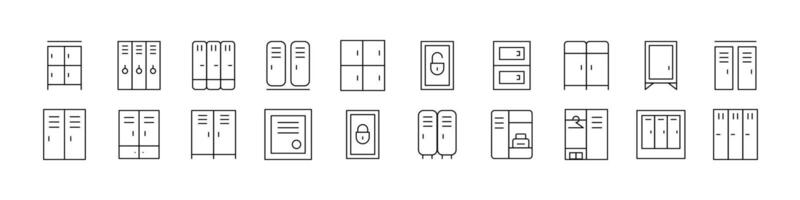 Locker Bundle of Thin Icons. Editable Stroke. Perfect for Web Sites, Books, Cards, Apps vector