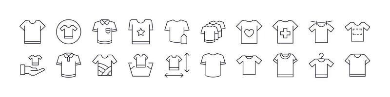 T Shirts Icon Set for UI, Placards, Books, Apps. Editable Stroke. Perfect for Web Sites, Books, Cards, Apps vector