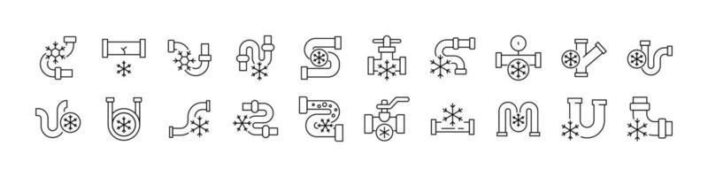 Frozen Pipes Line Icon Pack. Outline Signs for Graphic and Web Design, Apps, Adverts, Various Cards vector