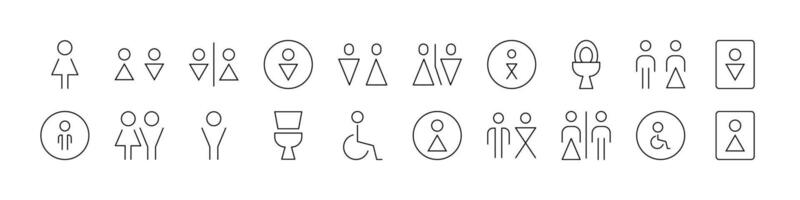 Toilet Bundle of Thin Icons. Editable Stroke. Perfect for Web Sites, Books, Cards, Apps vector