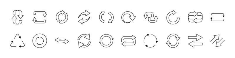 Arrow Round Line Icon Set. Outline Signs for Graphic and Web Design, Apps, Adverts, Various Cards vector