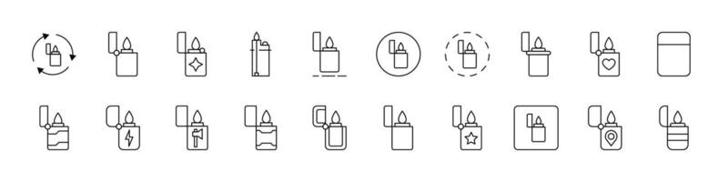 Bundle of Lighter Related Line Icons. Outline Signs for Graphic and Web Design, Apps, Adverts, Various Cards vector
