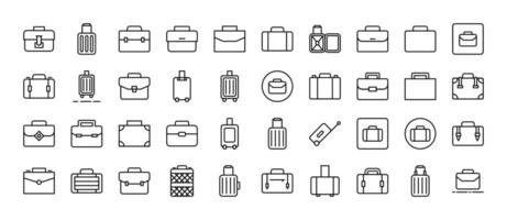 Suitcase, Briefcase, Baggage, Luggage Line Icon Pack. Minimalistic Linear Pictogram for Web and Graphic Design, Apps, Banners, Social Network and Cards vector