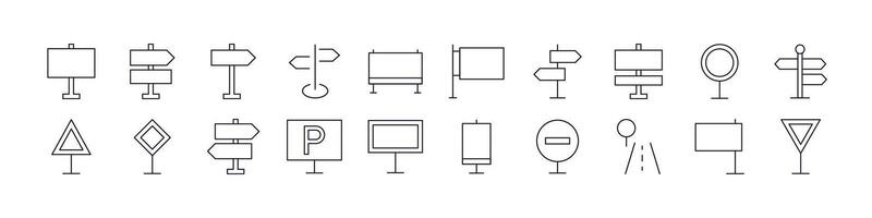 Road Sign Collection of Thin Icons. Editable Stroke. Perfect for Web Sites, Books, Cards, Apps vector
