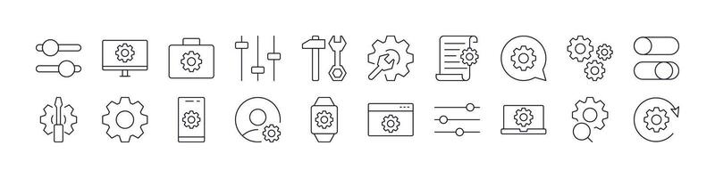 Settings Outline Simple Linear Image Collection. Editable Stroke. Perfect for Web Sites, Books, Cards, Apps vector