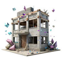 serene classic Abandoned Building Cutout with Broken Windows high quality png