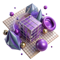 stunning classic Amethyst Purple Abstract Grid Design with Transparent Background high quality png