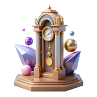 beautiful artistic Antique Grandfather Clock Front View Transparent Background high resolution png