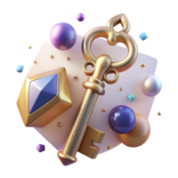 magnificent abstract Antique Key Front View with Shadow Cutout high quality png