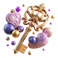 magnificent rustic Antique Key Isolated with Ornate Design authentic png