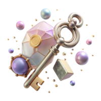 wonderful artistic Antique Key Top View Transparent Background authentic png