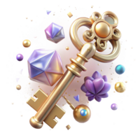 impressive abstract Antique Key with Intricate Design Transparent Background png