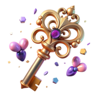 stunning creative Antique Key with Ornate Design Isolated Element high resolution png