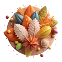 magnificent rustic Autumn Leaves Arranged in Circular Pattern Colorful Design Isolated original png