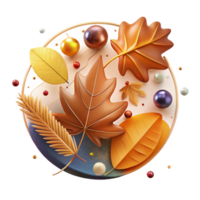 impressive vintage Autumn Leaves Arranged in Circular Pattern Colorful Design Isolated png