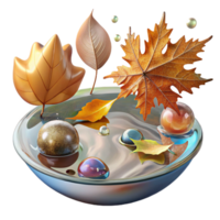 magnificent modern Autumn Leaves Floating on Water Colorful Reflection Isolated exclusive png
