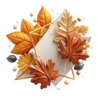 serene rustic Autumn Leaves Frame Design Cutout Isolated professional png