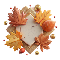elegant rustic Autumn Leaves Frame Design Cutout Isolated high quality png