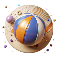 serene rustic Beach Ball Isolated with Colorful Stripes professional png