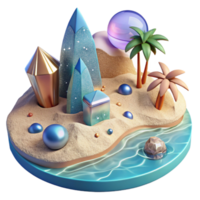 serene minimalist Beach Scene with Sand and Water Isolated premium png