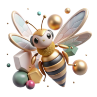 elegant rustic Bee Isolated with Flying Wings detailed png