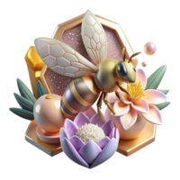 beautiful minimalist Bee Pollinating Flower Cutout with Pollen Detail genuine png