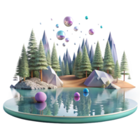 vibrant vintage Calm Lake Reflection of Trees Cutout Transparent Background high resolution png