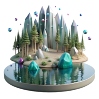 elegant vintage Calm Lake Reflection of Trees Cutout Transparent Background exclusive png