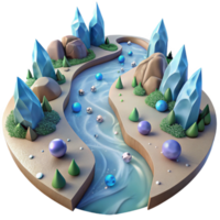 extraordinary minimalist Calm River Flowing Through Valley Cutout Transparent Background png