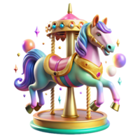 serene abstract Carousel Horse with Bright Colors Isolated Element png