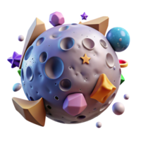 elegant artistic Cartoon Moon Cutout with Craters Isolated high resolution png