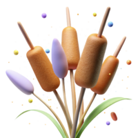 serene rustic Cattails Swaying in Whispering Winds Isolated detailed png