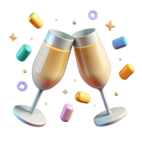 magnificent minimalist Champagne Glasses Toasting Transparent Element professional png