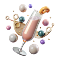 impressive classic Champagne Flute Top View with Bubbles Isolated high resolution png