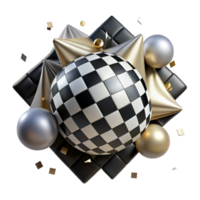 extraordinary abstract Checkered Pattern Isolated with Black and White Squares premium png