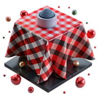 serene vintage Checkered Red and Black Tablecloth Transparent Background Element detailed png