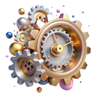 vibrant abstract Clock Gears Rotating Cutout Isolated Element exclusive png
