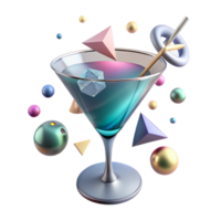 stunning vintage Cocktail Glass Angled View with Garnish Transparent Background high quality png