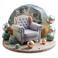 serene creative Cobweb Covered Furniture Isolated with Dusty Texture professional png