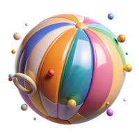 extraordinary traditional Colorful Beach Ball with Stripes Isolated Transparent Background detailed png