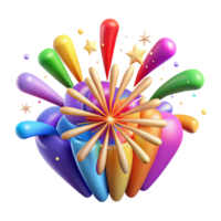 extraordinary modern Colorful Fireworks Burst in Sky Isolated Transparent Background detailed png