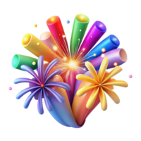 dramatic abstract Colorful Fireworks Burst in Sky Isolated Transparent Background high resolution png